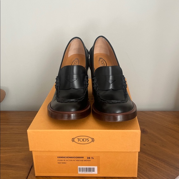 Tod’s heeled pumps loafers leather chunky platform NWB - Picture 4 of 10